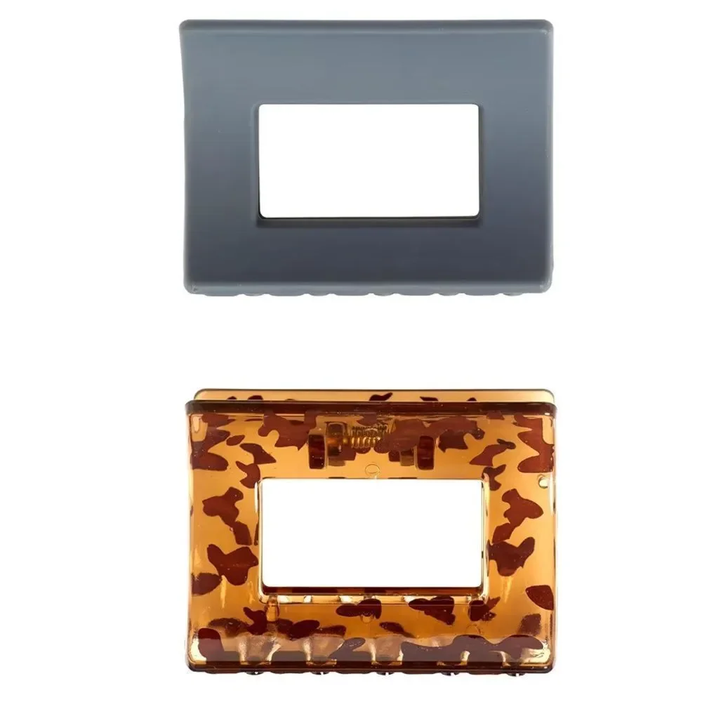 Goody Black Tortoise Shell Brown Square Claw Hair Clips set of 2